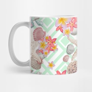 Modern tropical flowers seashells geometric design Mug